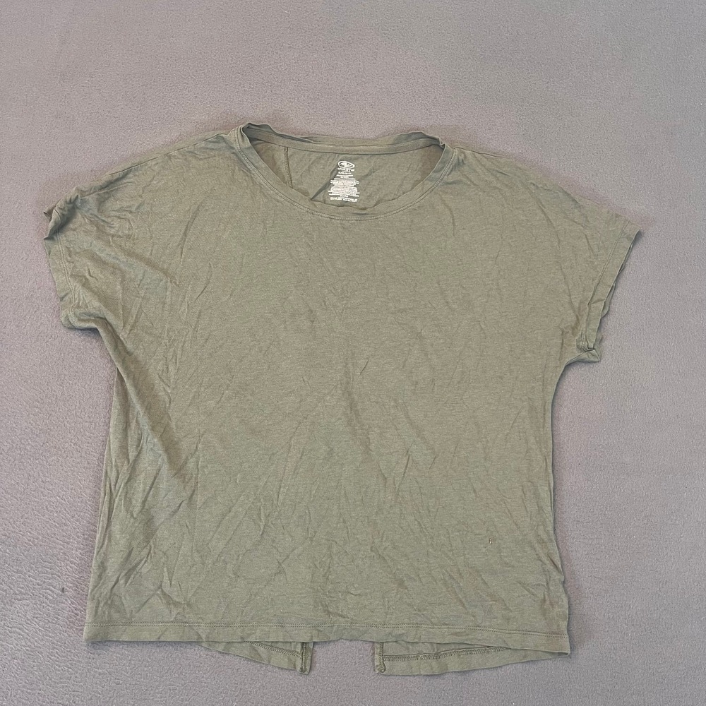 Athletic Works Green Cut Out Top Women's Size XL Modal‎ Slit SS Olive Diagonal